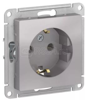 Розетка 1-м СП AtlasDesign 16А IP20 с заземл. механизм алюм. SE ATN000343