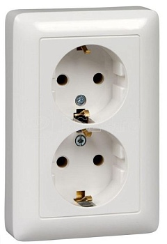 Розетка 2-м СП 16А с заземл. бел.