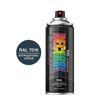 Краска аэрозольная Decorix RAL PROFESSIONAL (глянцевая; антрацитово-серый; RAL 7016; 520 мл) 