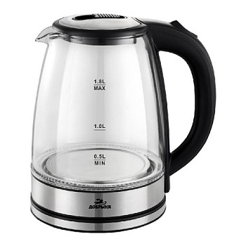 Чайник Добрыня DO-1255 черный, 1,8л, 1,8кВт