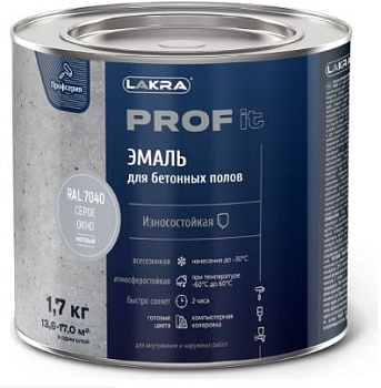 Краска д/пола бетон, быстросохн. 1,7кг 7040 серое окно PROF IT