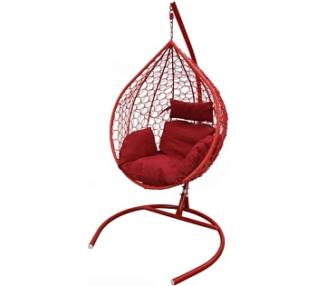 Подвесное кресло  Тропика арт.BG7890 (стойка+основание.красное.,корзн.красн.,подуш.к