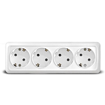 Розетка 4-м ОП Олимп с заземл. бел. UNIVersal 