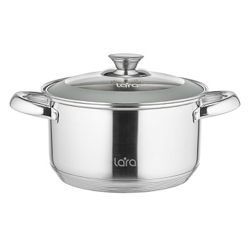 Кастрюля LARA LR02-775 ЧИКАГО 24x13,5см 5.9л, индукционное дно, все типы плит