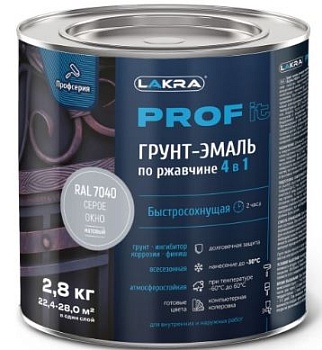 Грунт-эмаль по ржавчине 4 в 1 белая 9003 2,8кг PROF IT