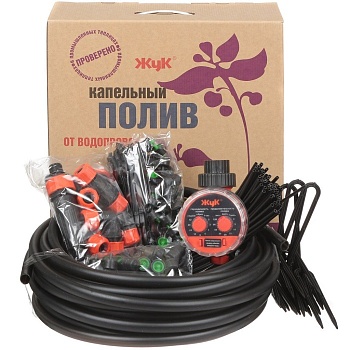 Набор для капельного полива ЖУК 60 растений от водопровода, таймер