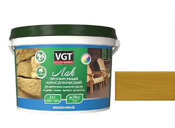 Лак пропиточный с антисептиком для дерева и камня VGT, акриловый, 9 кг, дуб