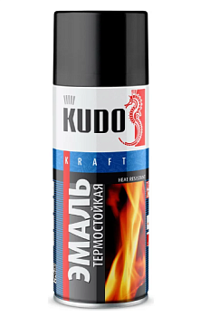 Краска эмаль аэрозольная термостойкая Kudo KU-5002, 520 мл, черная