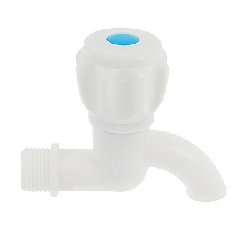 Кран водоразборный, круглая ручка, кран-букса, белый