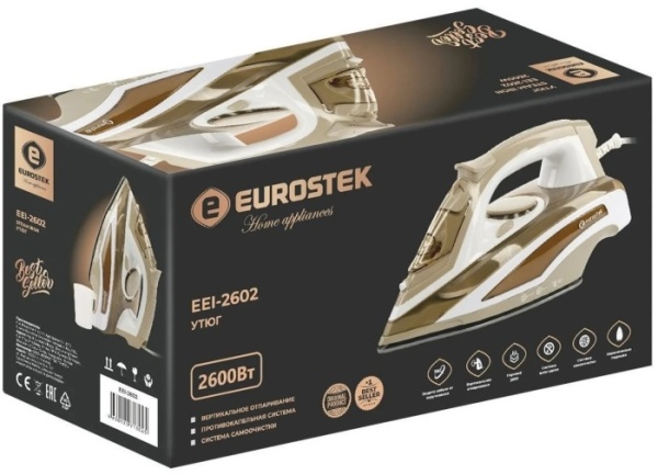 5. Утюг EUROSTEK EEI-2602 2,6кВт,430мл,керам.подошва