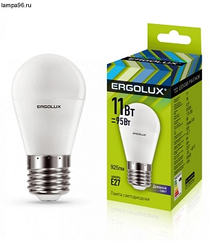 Лампа ERGOLUX диод. LED11 E27 11вт шар К4 (845)