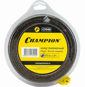 Леска для триммера 2.4ммх15м квадрат витой Champion Magic