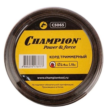 Леска для триммера 2,4ммх15м квадрат Champion 5065