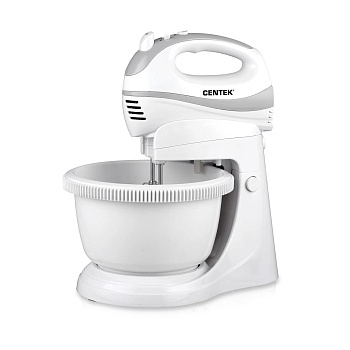 Миксер с чашей Centek CT-1106 (бел/сер) 320Вт, 3.5л, 5 скоростей+турбо, взбивание/замешивание