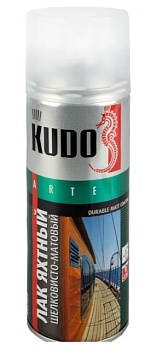 Лак аэрозоль яхтный алкидный Kudo KU-9005, 520 мл, шелковисто-матовый