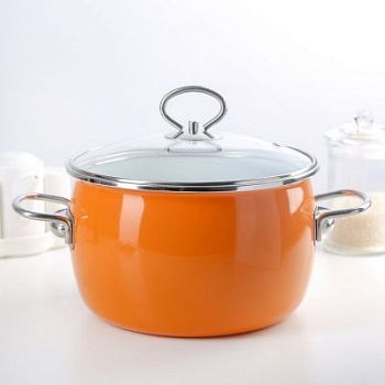 Кастрюля эмаль сф. 4,0л Caliente 9SC205S белосн./морко