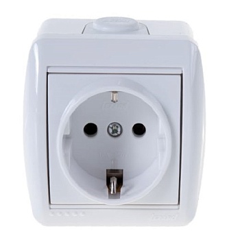 Розетка 1-м ОП LEZARD керамика с заземл.