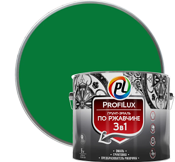 Грунт- эмаль 3в1 по ржавчине 5кг зеленый Profilux