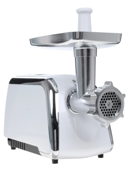 2. Мясорубка Centek CT-1602 Juice 2000W, Соковыж., нож+диски (2 шт) из литой стали, реверс (белый-хром)