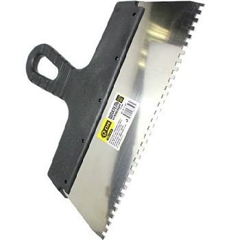 Шпатель 250мм нерж., зуб. 6х6мм с пластм. ручкой, ON																														