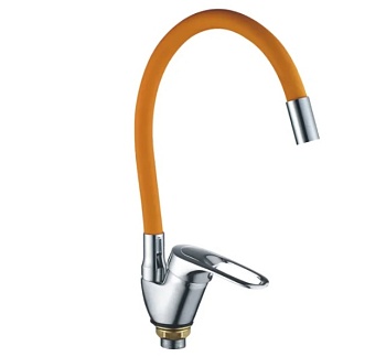 Смеситель д/кухни Rainsberg  R3193 F-4  гибкий излив(оранж)