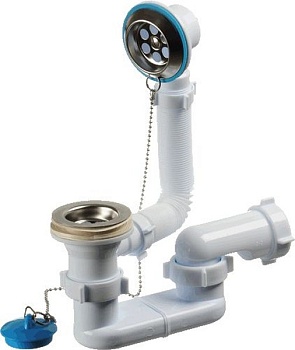 Сифон Ани для ванны с выпуском и переливом 1 1/2" (Е155)