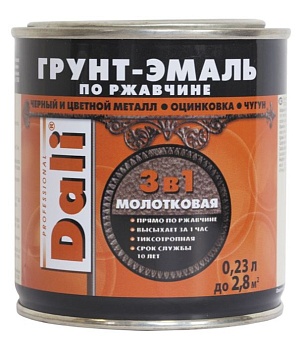 Грунт- эмаль по ржавчине 0,23л молотковая зеленая 3в1 РОГНЕДА