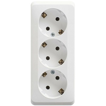 Розетка 3-м ОП Этюд 16А IP20 250В с заземлением без защитных шторок белая 