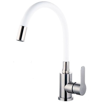 Смеситель д/кухни А54101-8. хром белый излив . нержавейка 304 ф35