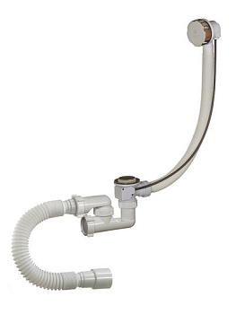 Сифон д/ванны с перел,гиб.труб, полуавтомат