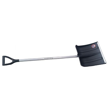 Лопата снеговая Снежинка 380*380 с алюм пл.. Цветн.первичка, алюм.черен., V ручка