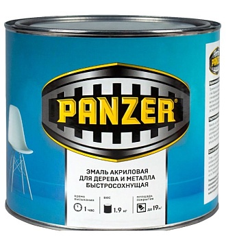 Краска эмаль АКРИЛОВАЯ черная полуглянц. 1,9кг PANZER