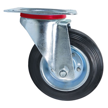 Колесо ф75 поворотное на площадке Черная резина