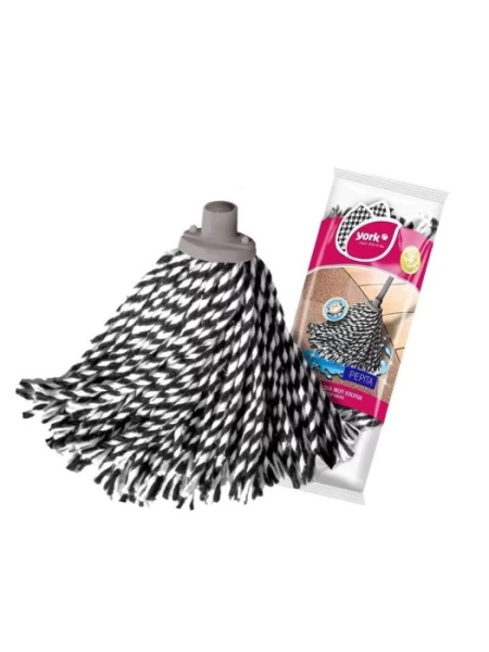 Сменный блок для швабры хлопок, веревочный, черный, York, 073170