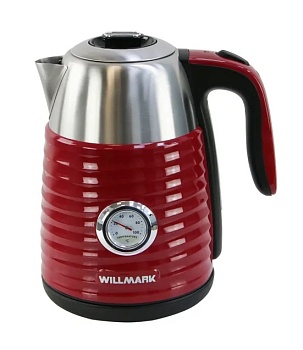 Чайник WILLMARK WEK-1738PST красный, 1.7л,эффект термоса,термометр