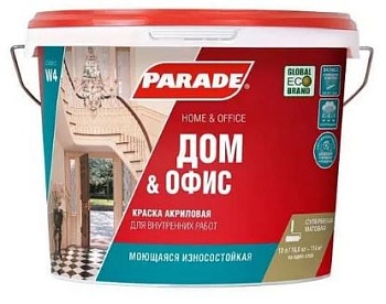 Краска В/Д бесцвет. "Дом и офис" 9л Parade W4 база С