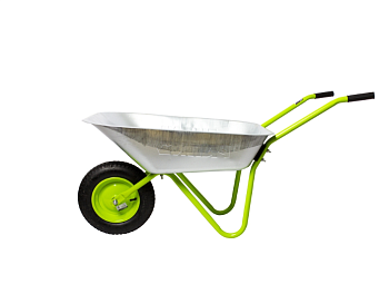 Тачка садовая СИЛАЧ - ТС65/1 , 1 колесная, 65 литров, 90 кг, 3,00-8/16 , зеленая рама, зеленое колес