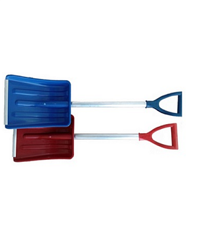 Лопата автомобильная пластмассовая цветная 365х275(З№7) алюм пл., с алюминиевым черенком и V-ручкой