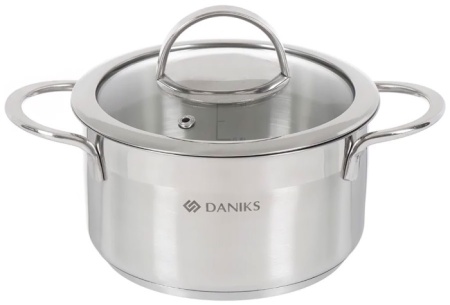 Кастрюля нержавеющая сталь, 1.8 л, Daniks, Бонн, GS-01319-16CA, индукция
