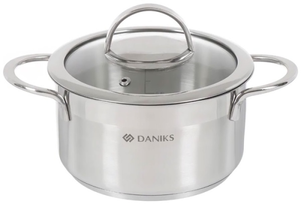 Кастрюля нержавеющая сталь, 1.8 л, Daniks, Бонн, GS-01319-16CA, индукция
