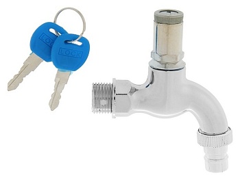 Кран водоразборный с замком ,РР цвет хром