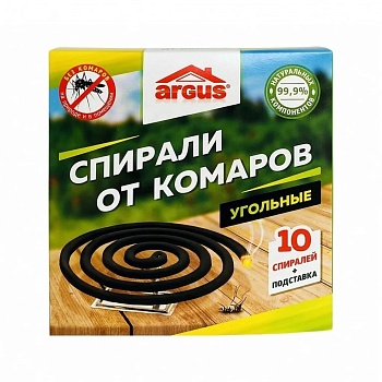 Спирали от комаров, летающих насекомых, малодымный, Argus, 10 шт
