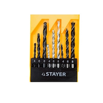 Набор сверл STAYER по металлу, дереву, бетону,9шт:5,6,8мм