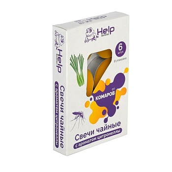 Свечи чайные от КОМАРОВ, c ароматом цитронеллы, 6 шт. в уп.