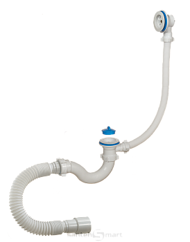 Сифон д/ванны регулируемый с пласт. выпуском и переливом, гитбкая труба