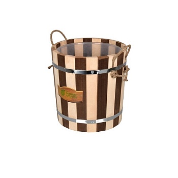 Запарник 13л с пласт.вст.1 верев.ручка липа "Банные штучки"