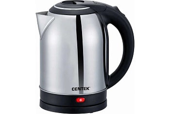 Чайник Centek CT-0037 (матовый) металл 2,0л, 2200W, большой объём, хромированная вставка