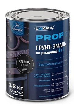Грунт-эмаль по ржавчине 4 в 1 черный 9005 0,8кг PROF IT