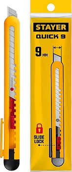 Нож STAYER QUICK-9 , 9мм, нож из АБС пластика