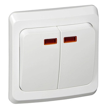 Выкл. 2кл СП 10А бел. с подсветк. ЭТЮД "Schneider Electric"